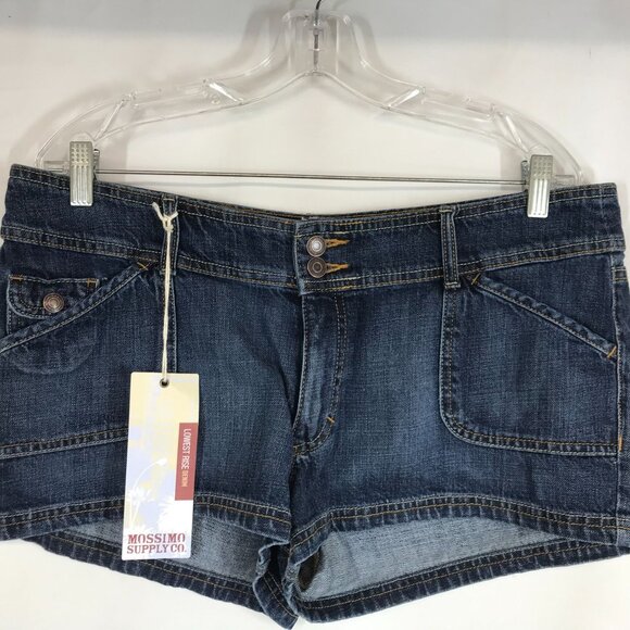 MOSSIMO SUPPLY CO - WOMEN'S 17 -Y2K  DARK WASH LOWEST RISE COTTON JEAN SHORTS - Picture 2 of 10